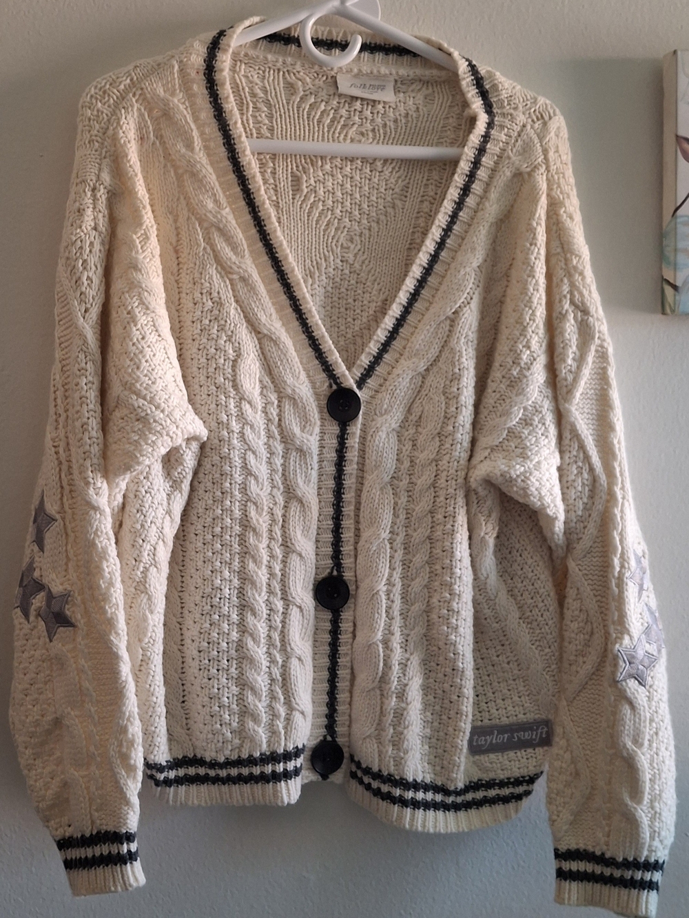 Taylor Swift Ivory Cable Knit Cardigan Sweater